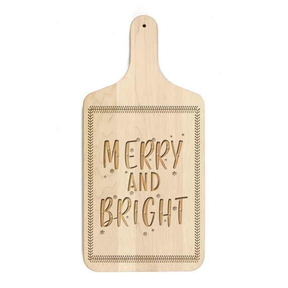Creative Products Merry and Bright 8 x 17 Maple Paddle Cutting Board
