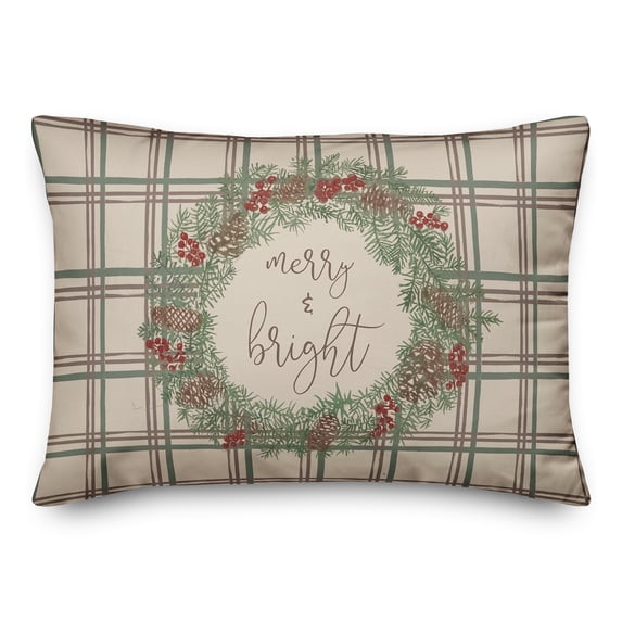 Creative Products Merry and Bright Plaid 20 x 14 Spun Poly Pillow