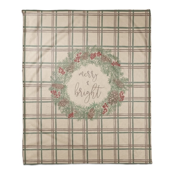 Creative Products Merry and Bright Plaid 50 x 60 Coral Fleece Blanket