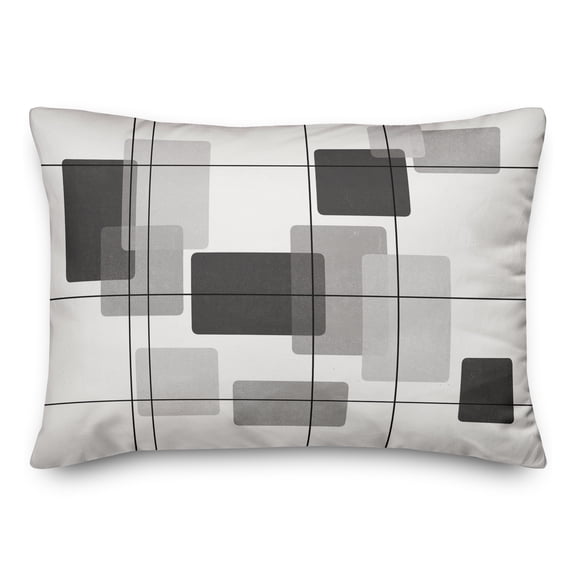 Creative Products Mid-Mod Black and White Rectangles 14x20 Spun Poly Pillow