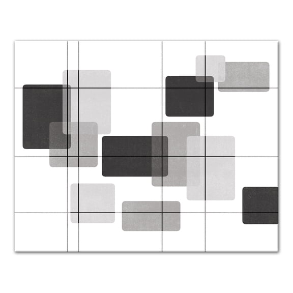 Creative Products Mid-Mod Black and White Rectangles 16x20 Canvas Wall Art