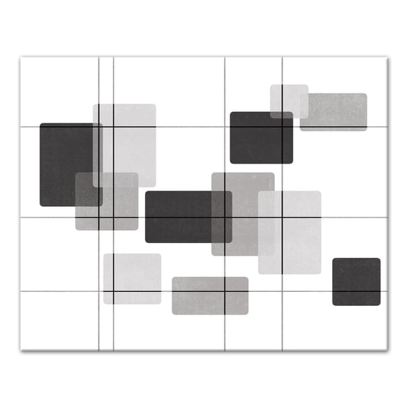 Creative Products Mid-Mod Black and White Rectangles 24x30 Canvas Wall Art