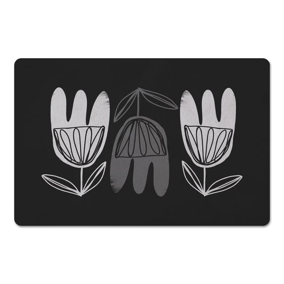 Creative Products Mid Mod Gray Florals 18 x 27 Floor Mat