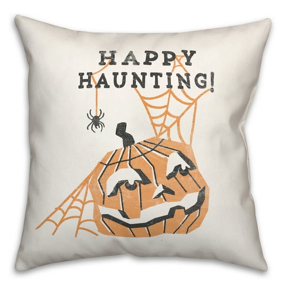 Creative Products Mid Mod Pumpkin Happy Haunting 18x18 Spun Poly Pillow
