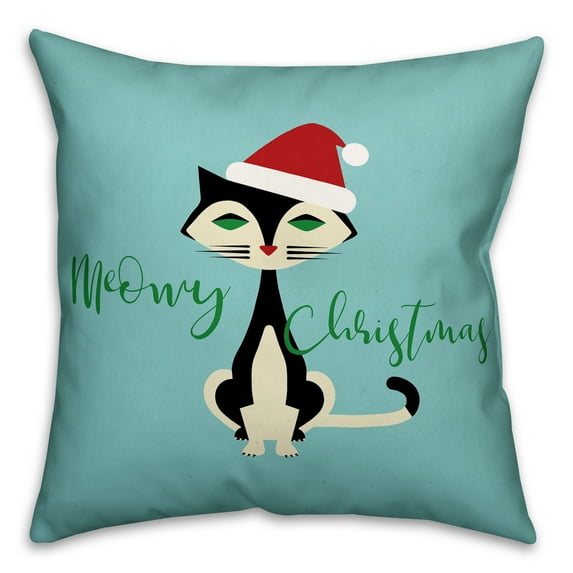 Creative Products Midcentury Modern Christmas Cat 18x18 Spun Poly Pillow