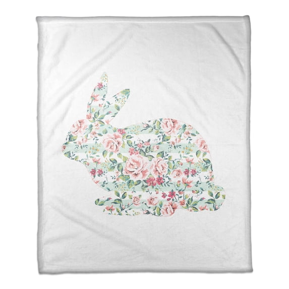 Creative Products Mint Floral Tranquil Rabbit 50x60 Throw Blanket
