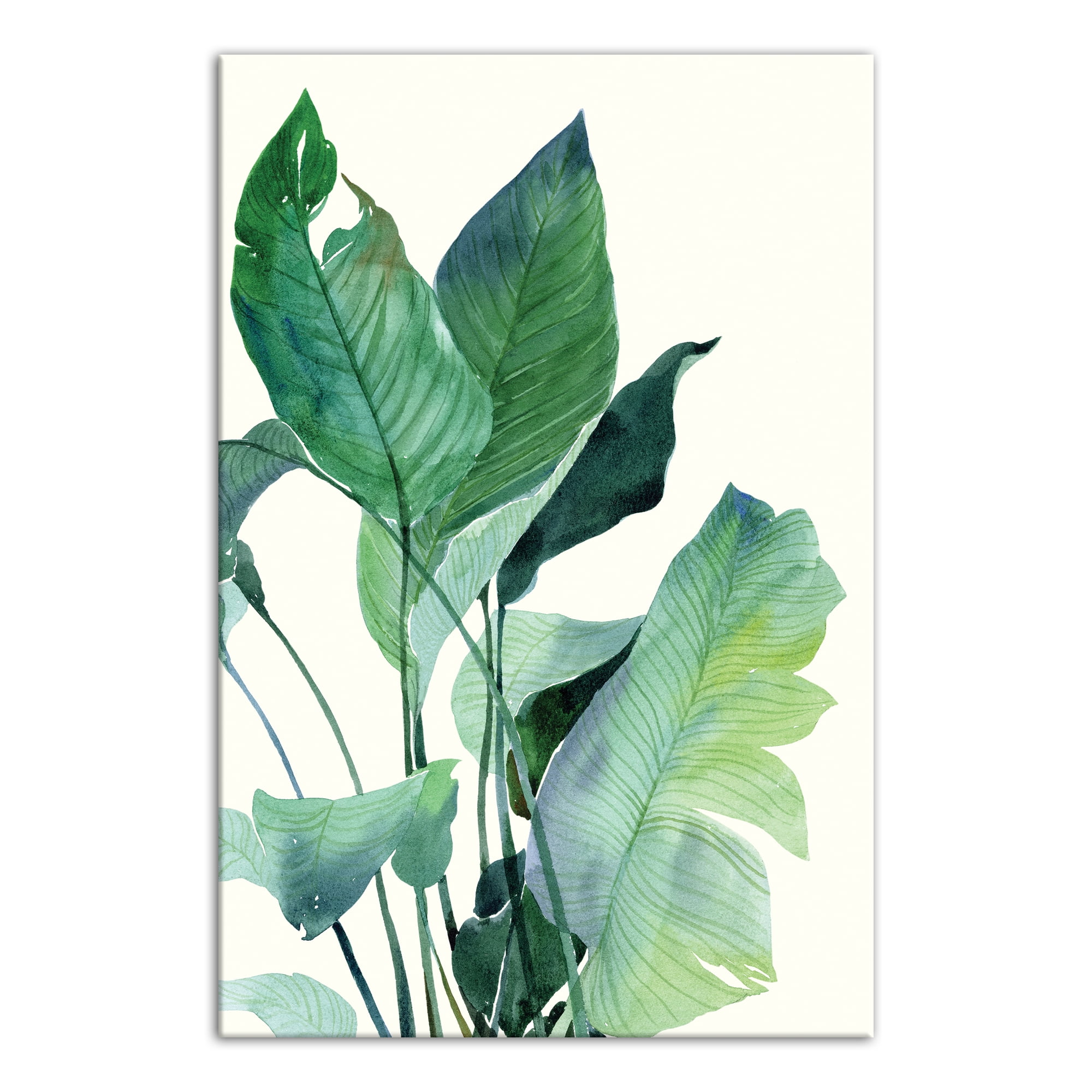 Mint Green Tropical Leaves 16x24 Canvas Wall Art