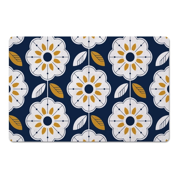 Creative Products Mod Navy Flowers 27x18 Floor Mat