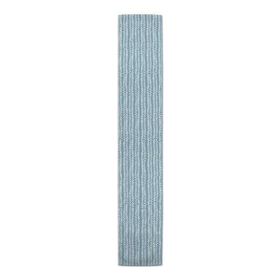 Creative Products Modern Herringbone Sky Blue 16x72 Poly Twill Table Runner