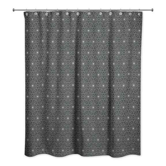 Creative Products Monochromatic Flowers 71x74 Shower Curtain