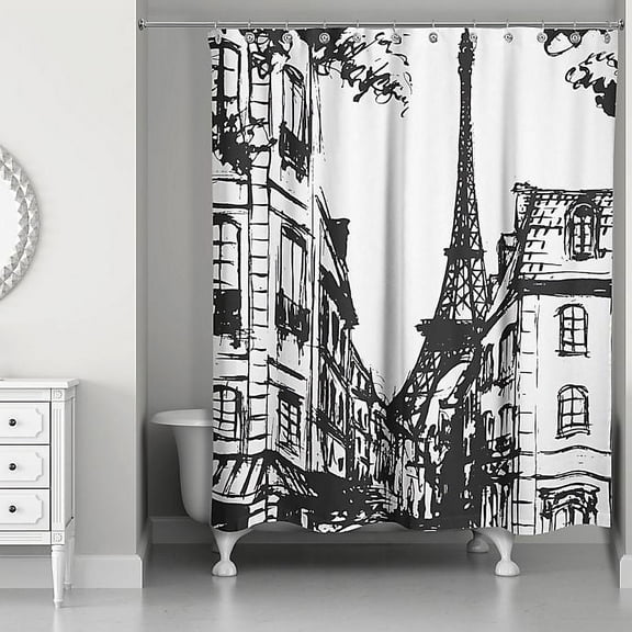 Creative Products Monochromatic Paris 71x74 Shower Curtain