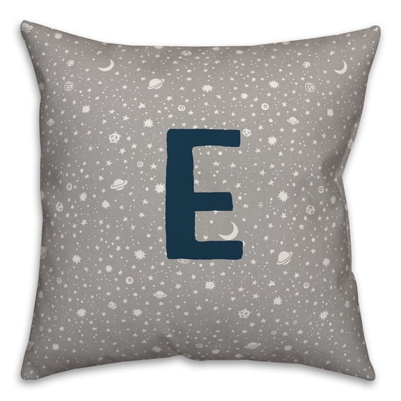 Creative Products Monogram E Space Doodle 16x16 Spun Poly Pillow
