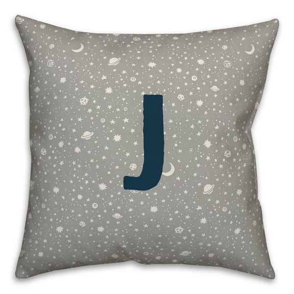 Creative Products Monogram J Space Doodle 16x16 Spun Poly Pillow