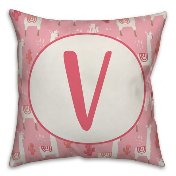 Creative Products Monogram Lllama Pattern - V 16x16 Spun Poly Pillow