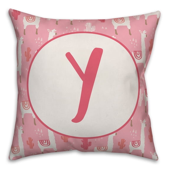 Creative Products Monogram Lllama Pattern - Y 16x16 Spun Poly Pillow