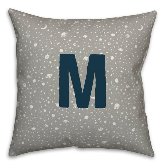 Creative Products Monogram M Space Doodle 16x16 Spun Poly Pillow