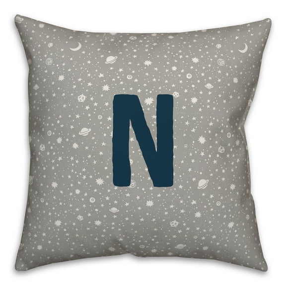 Creative Products Monogram N Space Doodle 16x16 Spun Poly Pillow