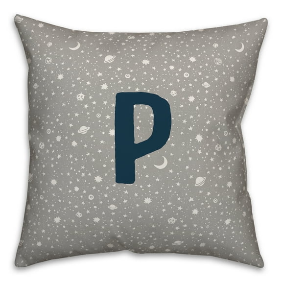 Creative Products Monogram P Space Doodle 16x16 Spun Poly Pillow