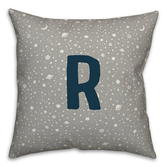 Creative Products Monogram R Space Doodle 16x16 Spun Poly Pillow