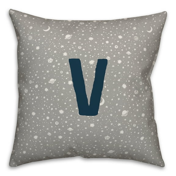 Creative Products Monogram V Space Doodle 16x16 Spun Poly Pillow