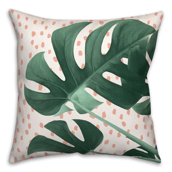 Creative Products Monstera Dots Coral 18x18 Spun Poly Pillow