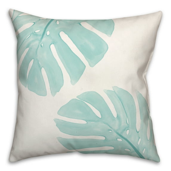 Creative Products Monstera Leaves Teal 18x18 Spun Poly Pillow