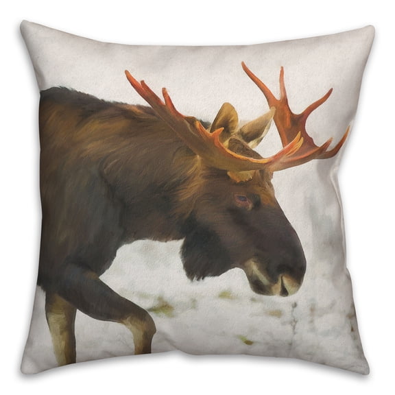 Creative Products Moose In Snow 16 x 16 Spun Poly Pillow
