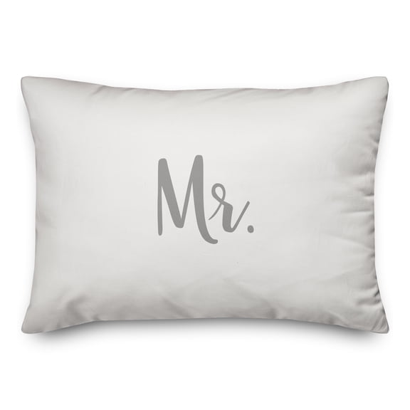 Creative Products Mr. & Mrs. in Gray on White 14x20 Spun Poly Pillow