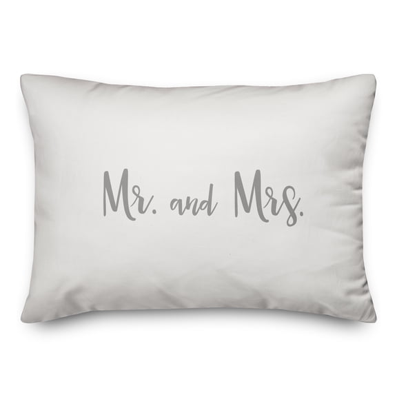 Creative Products Mr. & Mrs. in Gray on White 14x20 Spun Poly Pillow