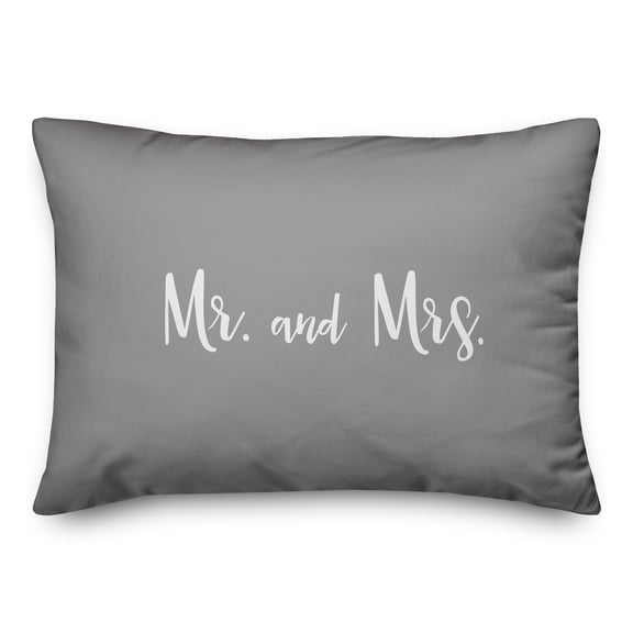 Creative Products Mr. & Mrs. in White on Gray 14x20 Spun Poly Pillow