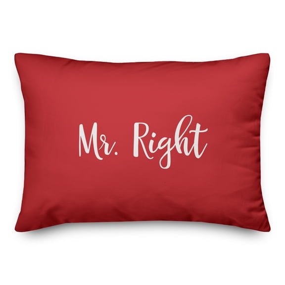 Creative Products Mr. Right in White on Red 14x20 Spun Poly Pillow