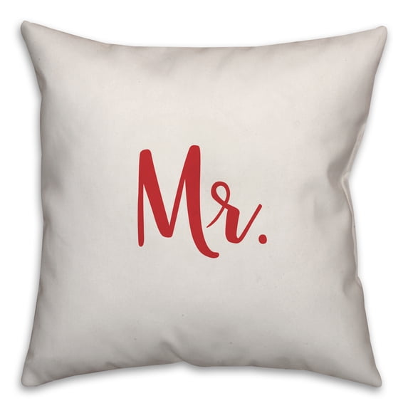 Creative Products Mr. in Red Text on White 16x16 Spun Poly Pillow