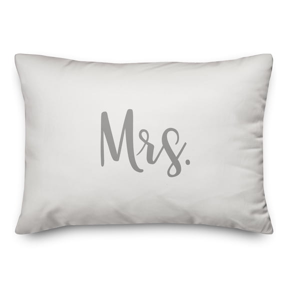 Creative Products Mrs. in Gray on White 14x20 Spun Poly Pillow