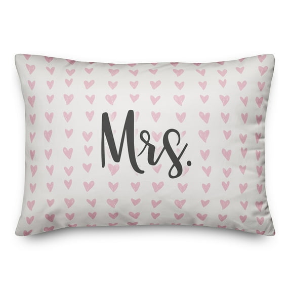 Creative Products Mrs. in Pink Hearts Pattern 14x20 Spun Poly Pillow