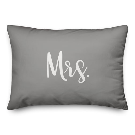 Creative Products Mrs. in White on Gray 14x20 Spun Poly Pillow