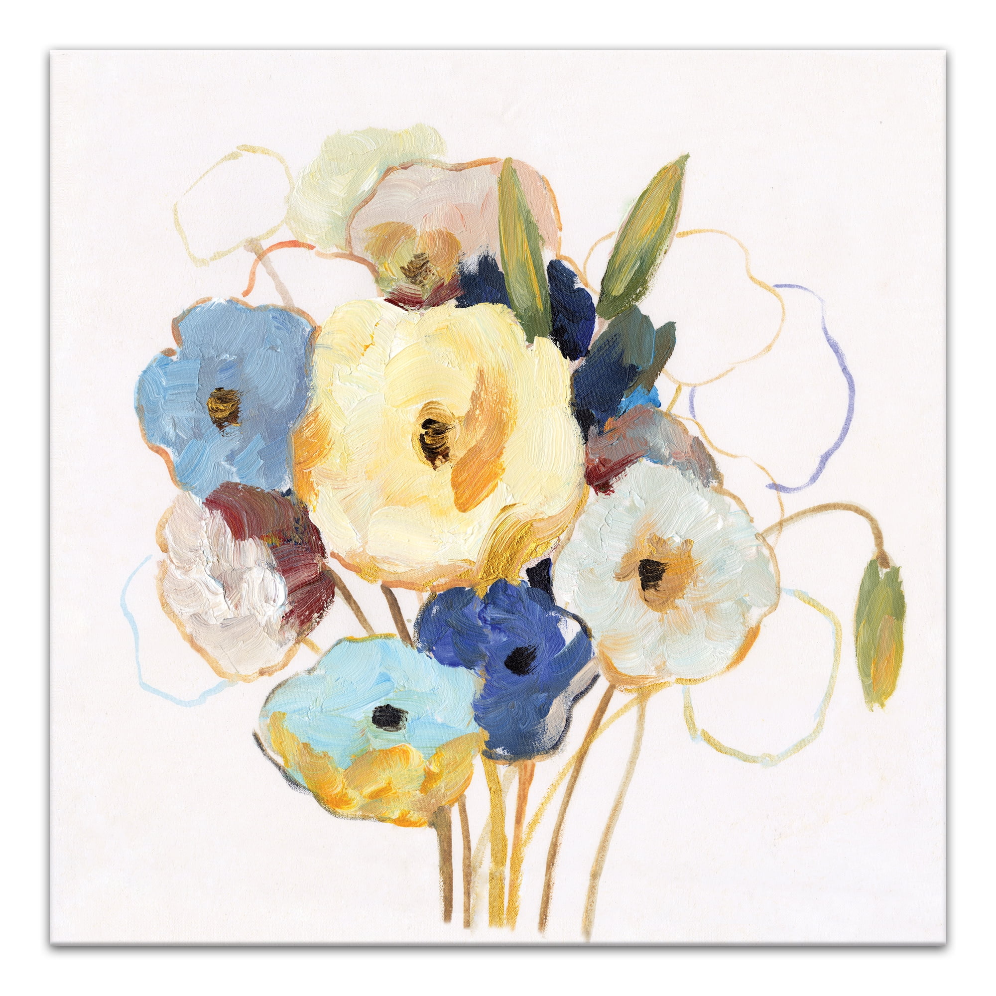 Multi-Color Floral Bouquet 24x24 Canvas Wall Art