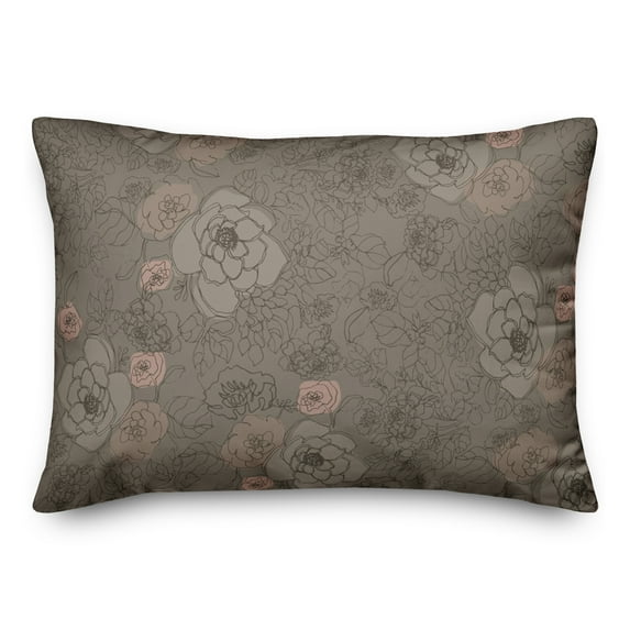 Creative Products Multi Floral Brown 20 x 14 Spun Poly Pillow