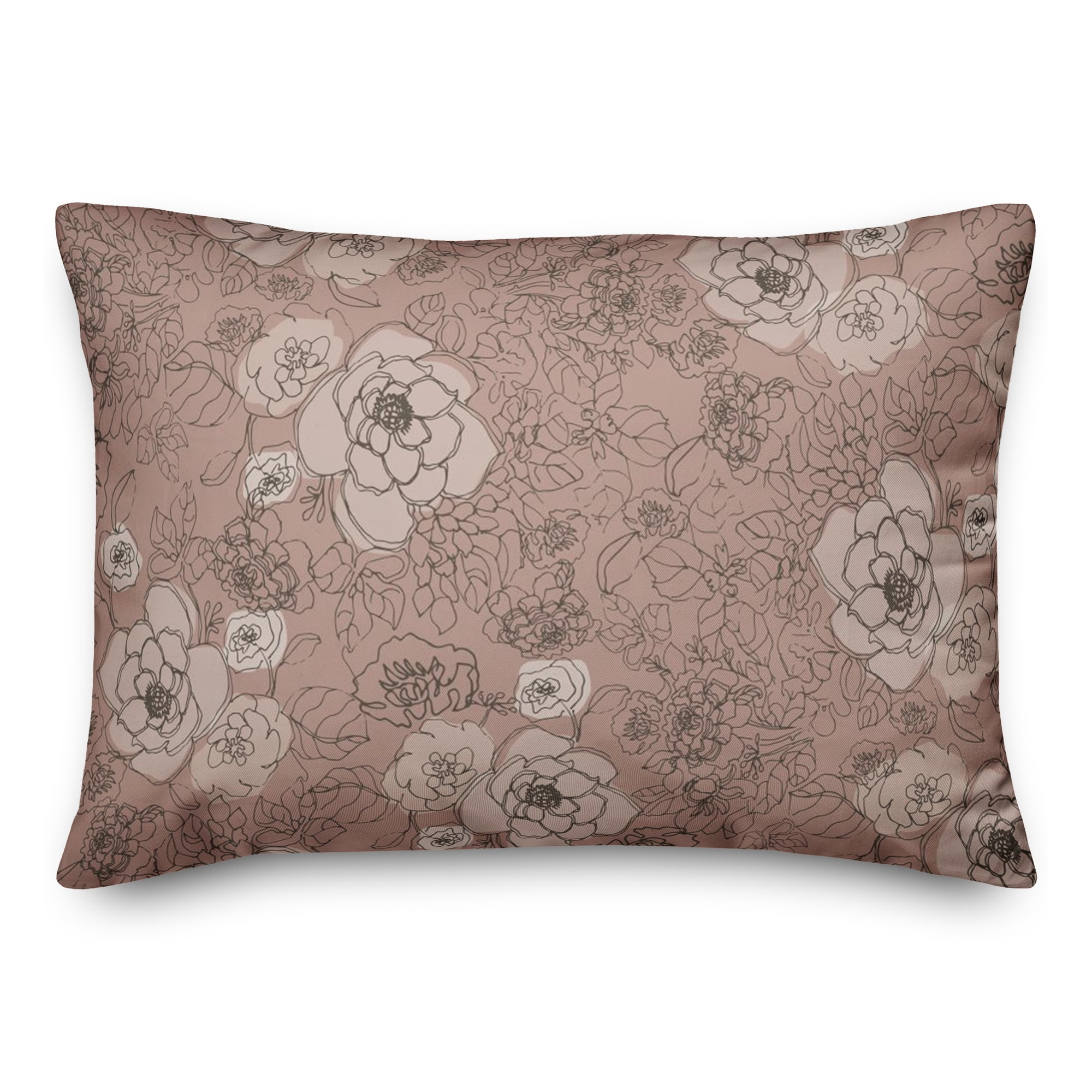 Pink Floral Reversible Polyester Throw Pillow
