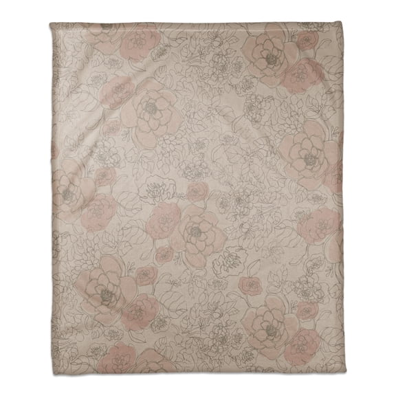 Creative Products Multi Floral Tan 50 x 60 Coral Fleece Blanket