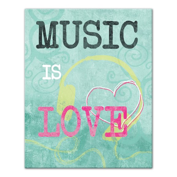 Creative Products Music Is Love Headphones 16x20 Canvas Wall Art