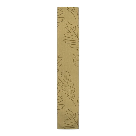 Creative Products Mustard Yellow Large Leaf Pattern 16 x 90 Cotton Twill Table Runner