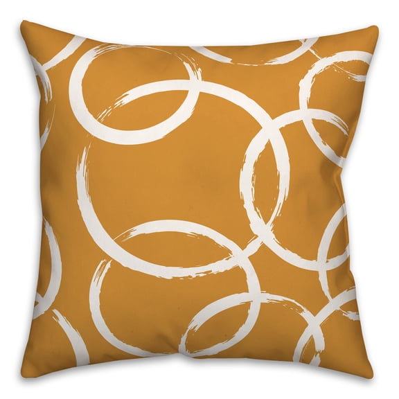 Creative Products Mustard and White Circles 18x18 Indoor / Outdoor Pillow