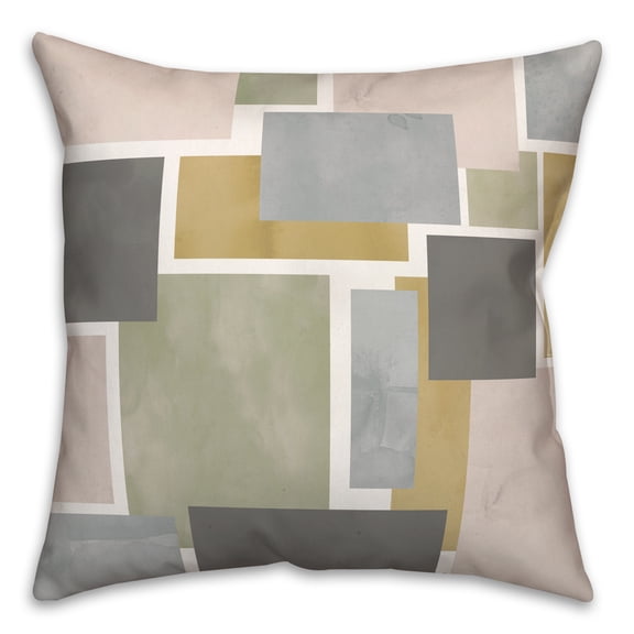 Creative Products Muted Abstract Squares 18 x 18 Spun Poly Pillow
