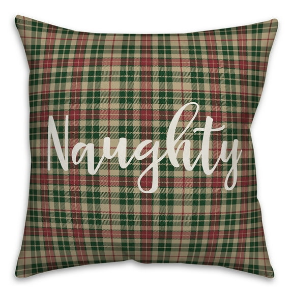 Creative Products Naughty in Tartan Plaid 18x18 Spun Poly Pillow