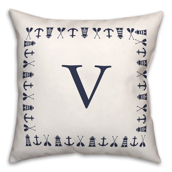 Creative Products Nautical Monogram - V 18x18 Indoor / Outdoor Pillow