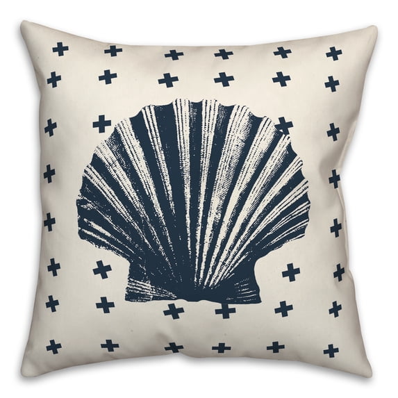 Creative Products Nautical Navy Shell 18 x 18 Spun Poly Pillow