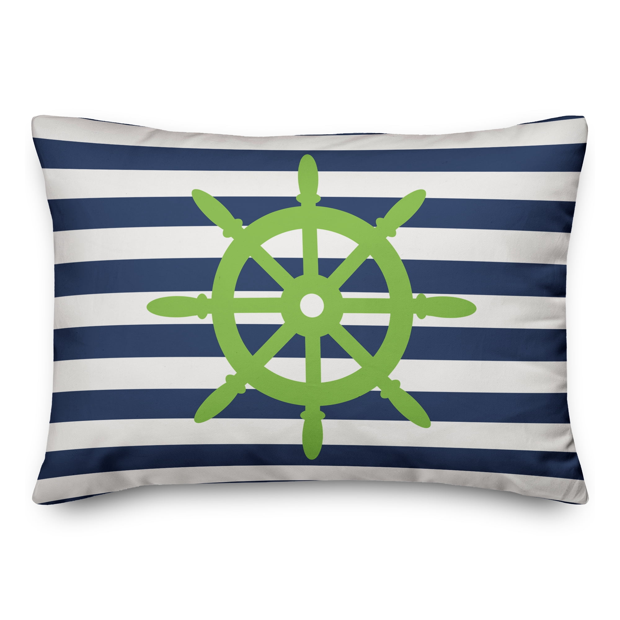 Creative Products Nautical Ships Wheel Green 14x20 Indoor / Outdoor Pillow