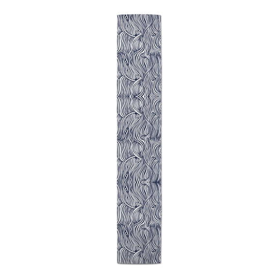 Creative Products Navy Abstract Waves 16x72 Poly Twill Table Runner