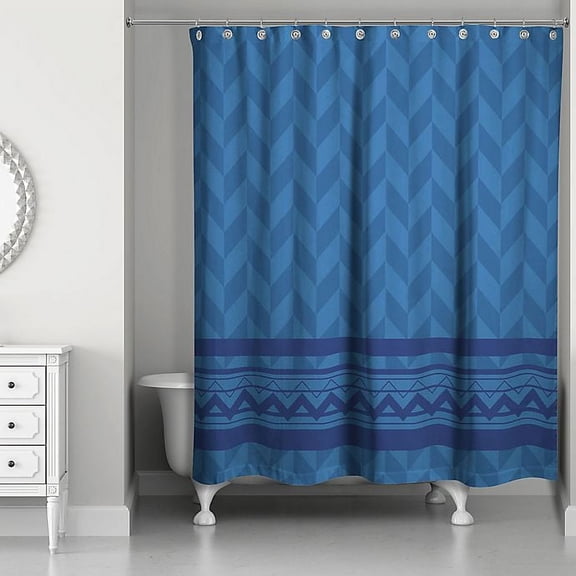 Creative Products Navy Alternated Pattern With Chevron 71x74 Shower Curtain