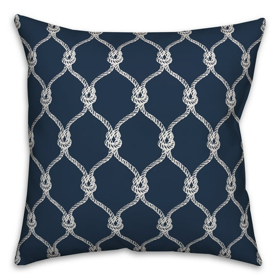 Creative Products Navy Blue Nautical Knots 16 x 16 Spun Poly Pillow